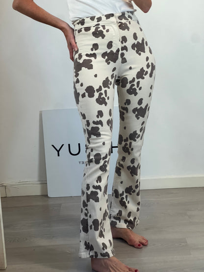 ZARA. Printed stretch denim. T 36