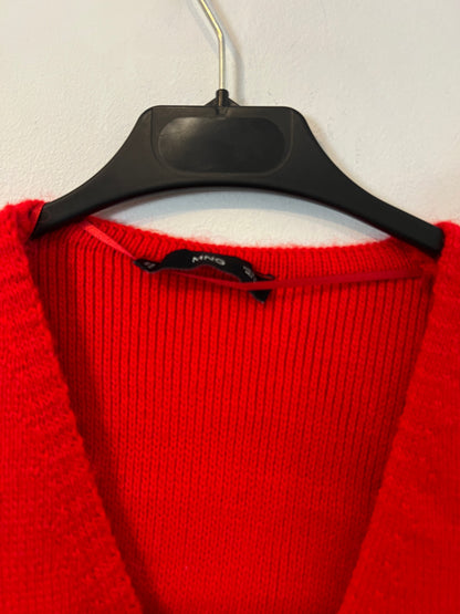 MANGO.Chaqueta punto roja botones joya