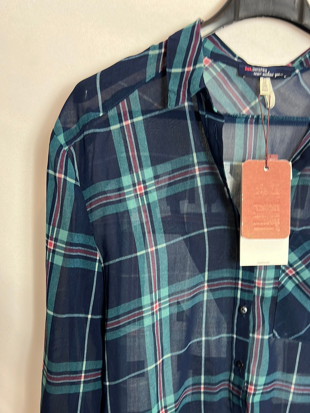 BERSHKA. Blusa cuadros semitransparente . T S