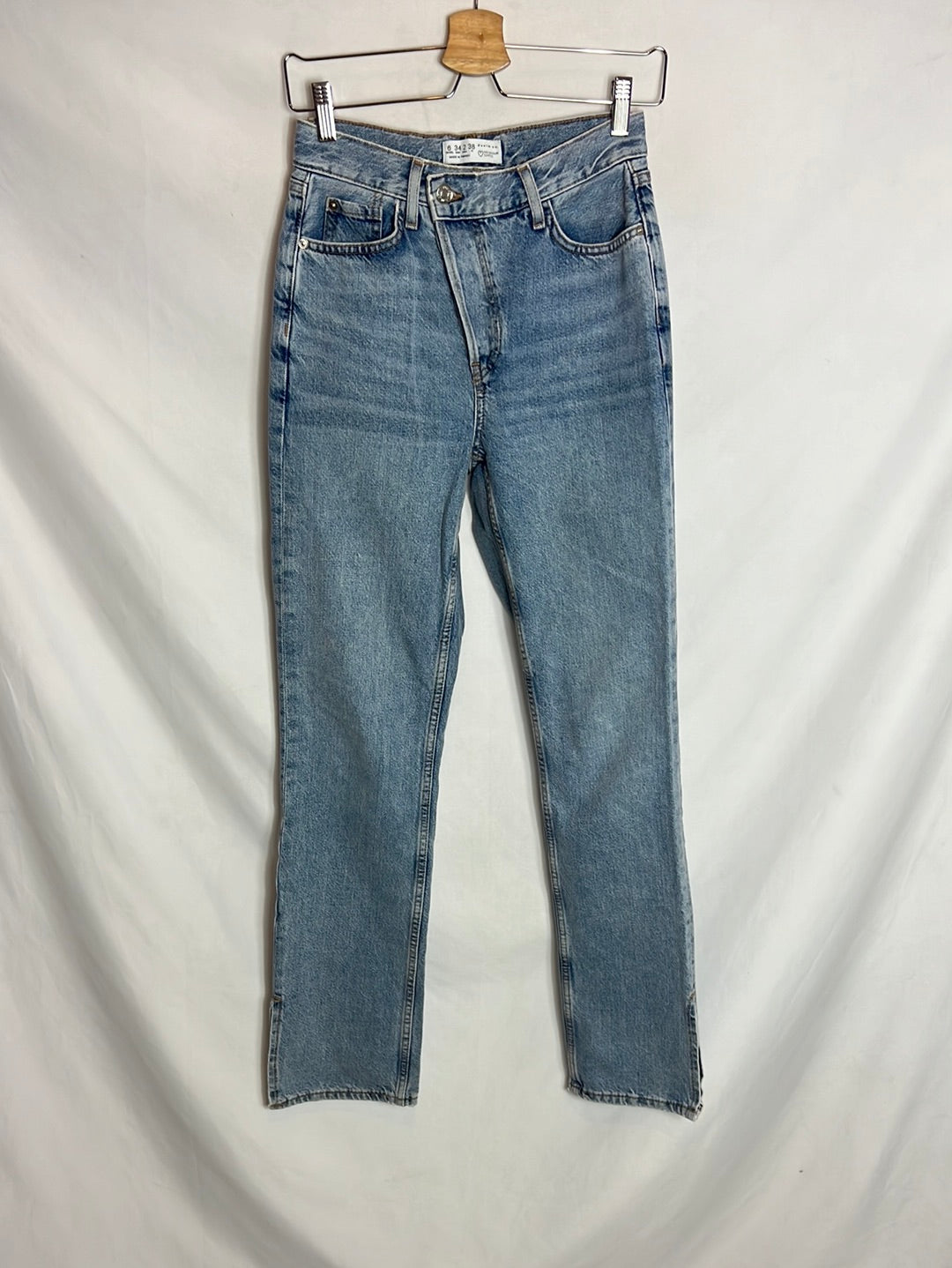 PRIMARK. Button-down denim with tights. Size 34