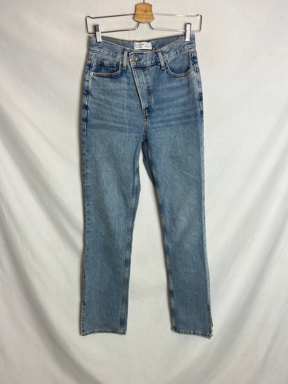 PRIMARK. Button-down denim with tights. Size 34