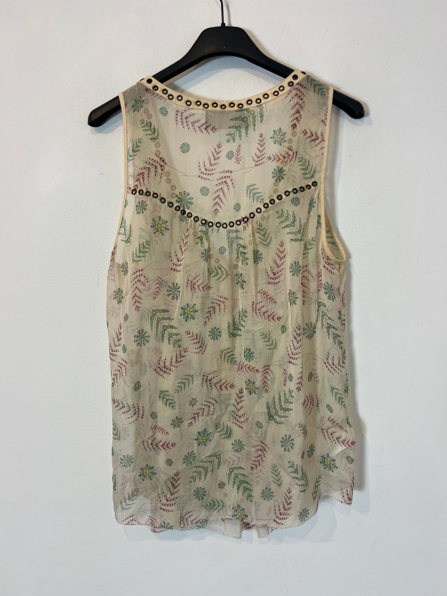 ZADIG &amp; VOLTAIRE. Printed silk top with stud detail. TS (Tare)