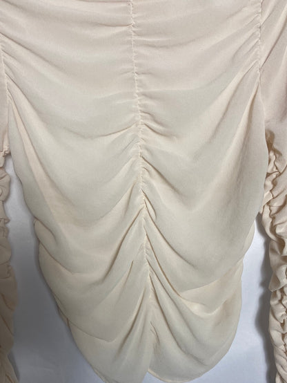 ZARA. Semi-sheer gathered beige top. TS