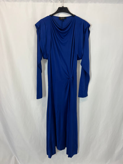 ISABEL MARANT. Flowing Klein blue dress with shoulder detail. Size 36