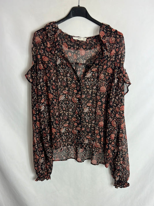 MANGO. Blusa semitransparente  estampada. T S