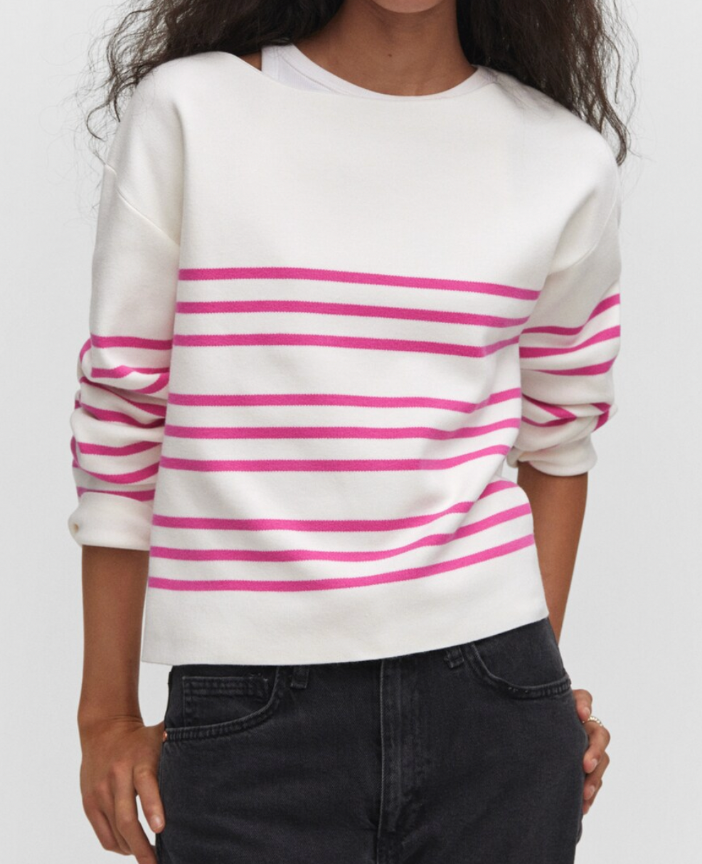 MANGO. Jersey blanco rayas