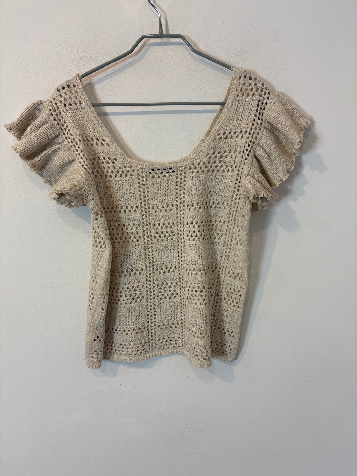 UTERQÜE. Conjunto beige de punto calado