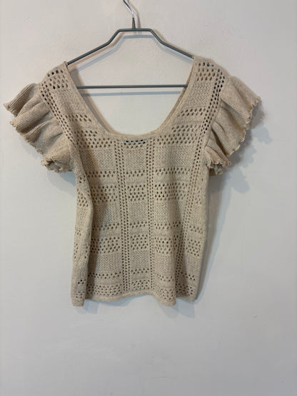 UTERQÜE. Conjunto beige de punto calado