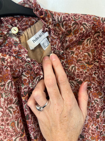 PEDRO DEL HIERRO. Blusa fluida flores burdeos T.s