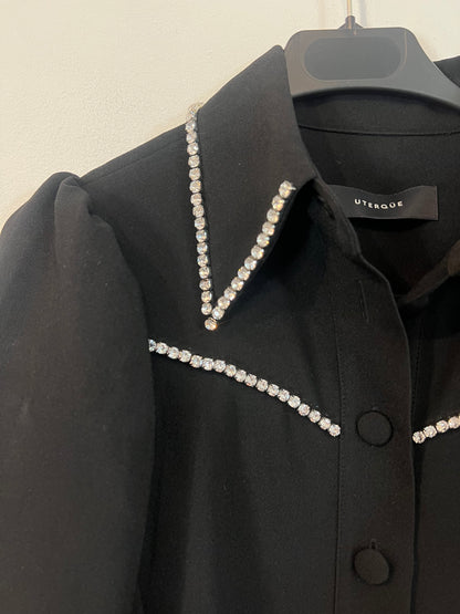 UTERQÜE. Vestido negro abalorios T.xs