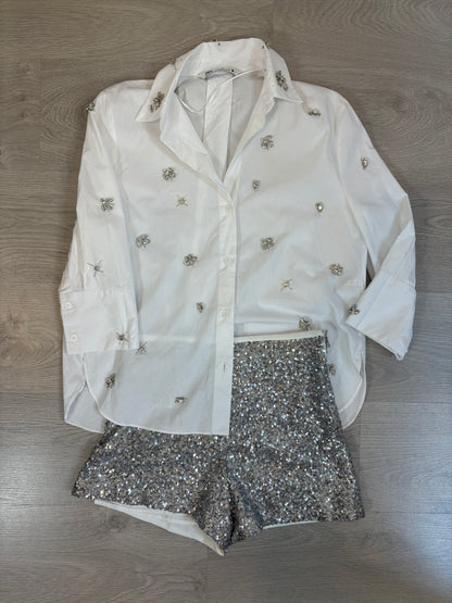 ZARA. Pantalón corto lentejuelas. T S
