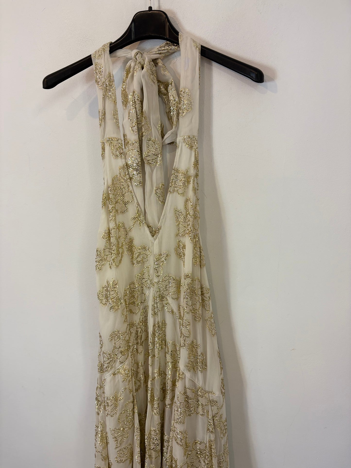 FREE PEOPLE. Vestido largo vaporoso hilos dorados
