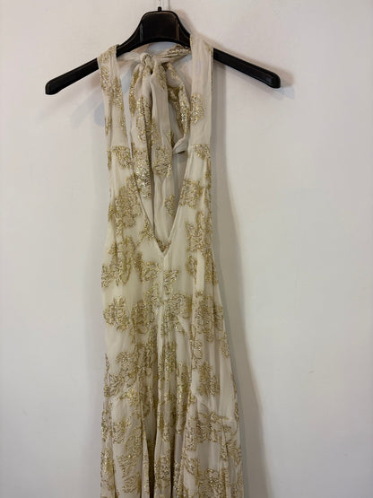 FREE PEOPLE. Vestido largo vaporoso hilos dorados