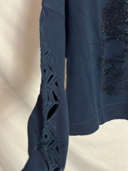 ZADIG&VOLTAIRE . Sudadera azul logo pedrería negra. T M