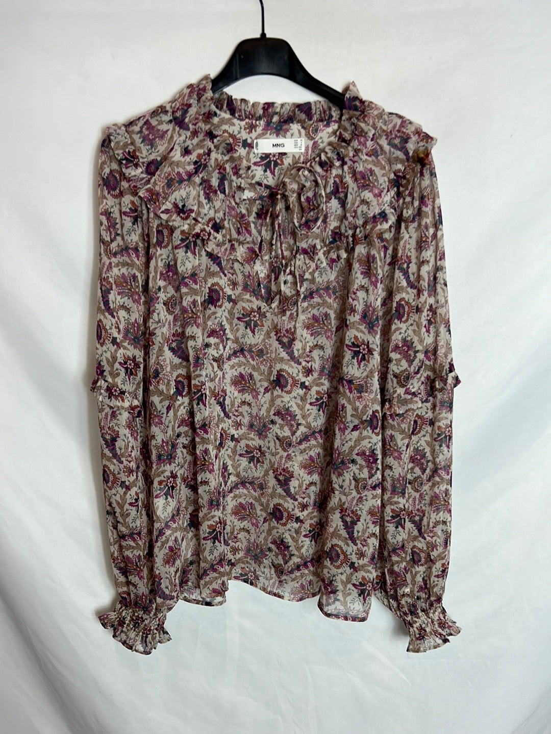 MANGO. Blusa estampada vaporosa. T M