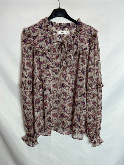 MANGO. Blusa estampada vaporosa. T M