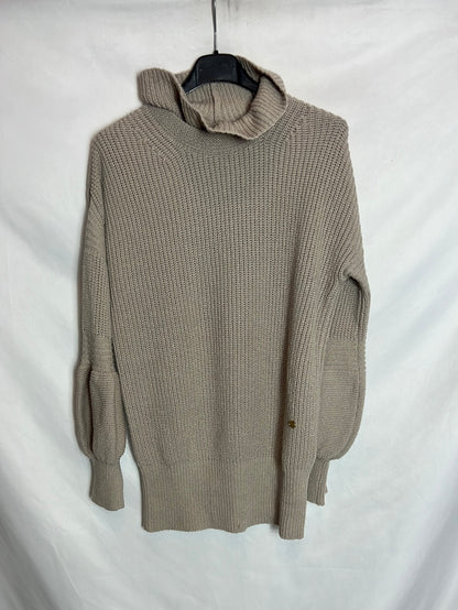 FALCONERI. Beige ruffle-neck sweater. TS
