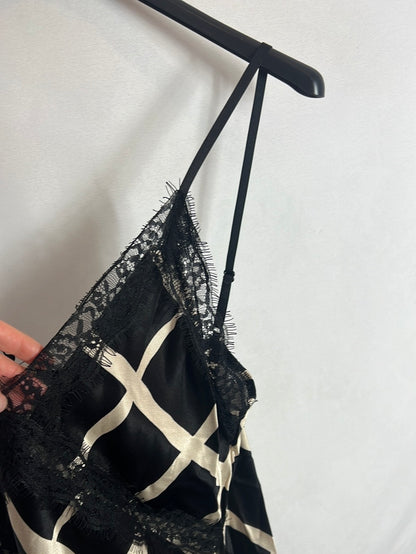 OTHER. Black geometric print lingerie top. TM