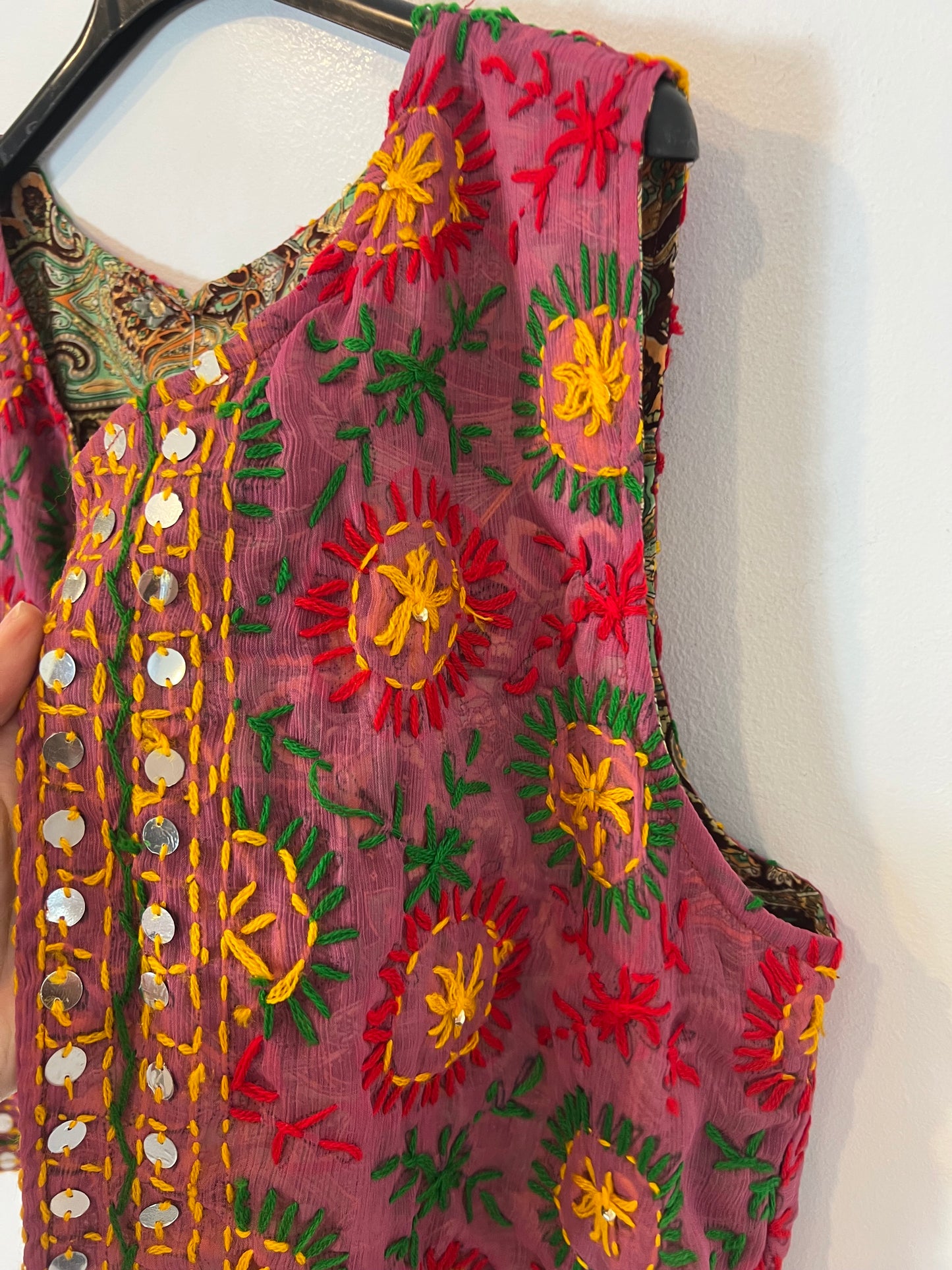 LIV. Chaleco seda estampado reversible. T M