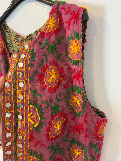 LIV. Chaleco seda estampado reversible. T M