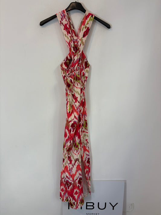 CARLOTA&amp;CO. Printed midi dress with neckline detail. TS/M