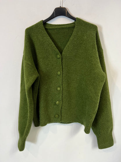 OTRAS. Cárdigan verde botones forrados. T S/M