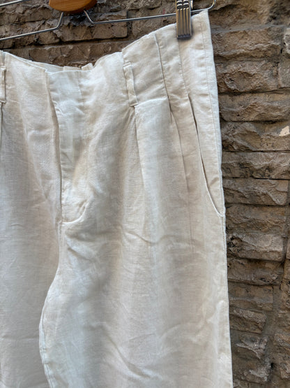 MANGO. Pantalón blanco lino. T S