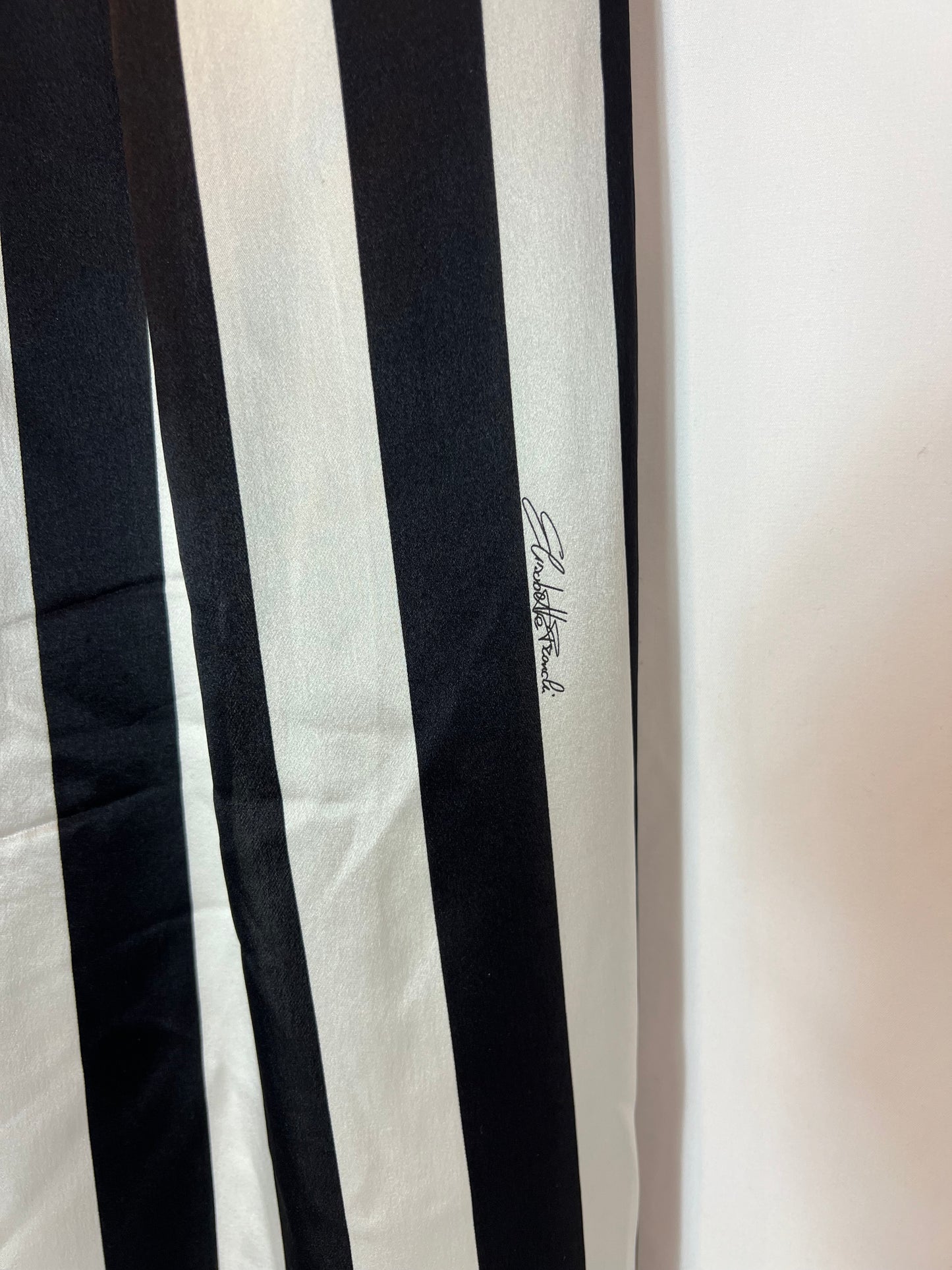 ELISABETTA FRANCHI. Striped palazzo silk pants T.42