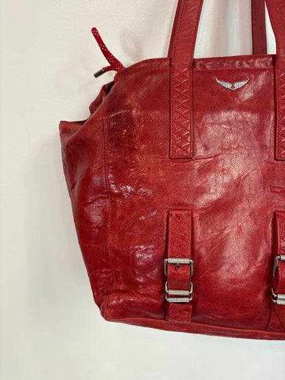 ZADIG & VOLTAIRE. Bolso shopper rojo piel