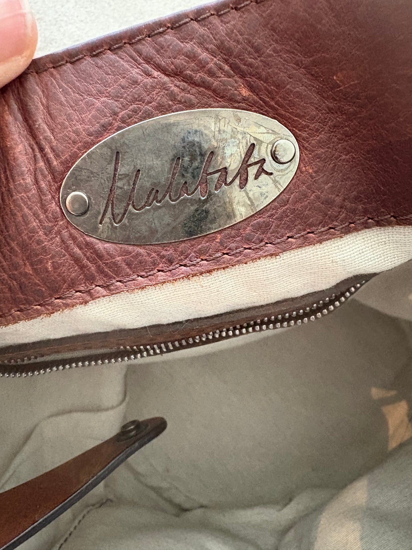 MALABABA. Bolso marrón piel doble asa