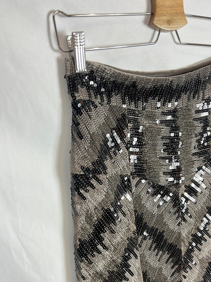 DIANE VON FURSTENBERG. Silk and sequin midi skirt. T 36