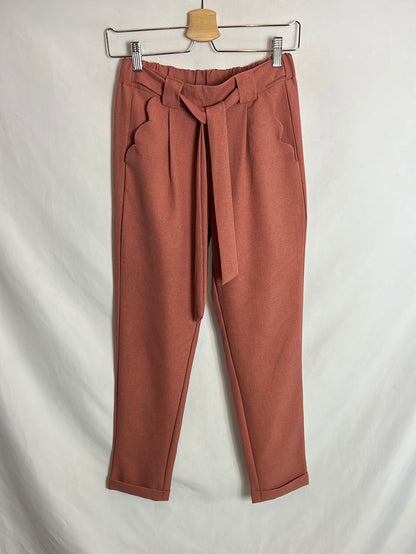 POLÍN ET MOI. Pantalón fluido rosa jaspeado. T S