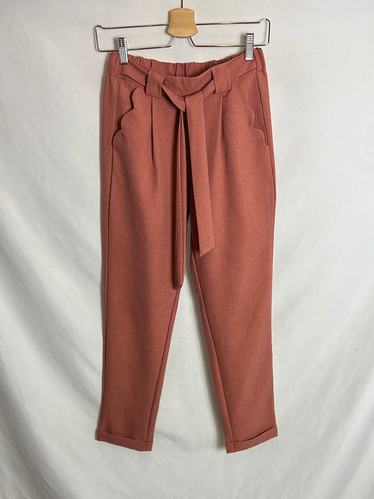 POLÍN ET MOI. Pantalón fluido rosa jaspeado. T S