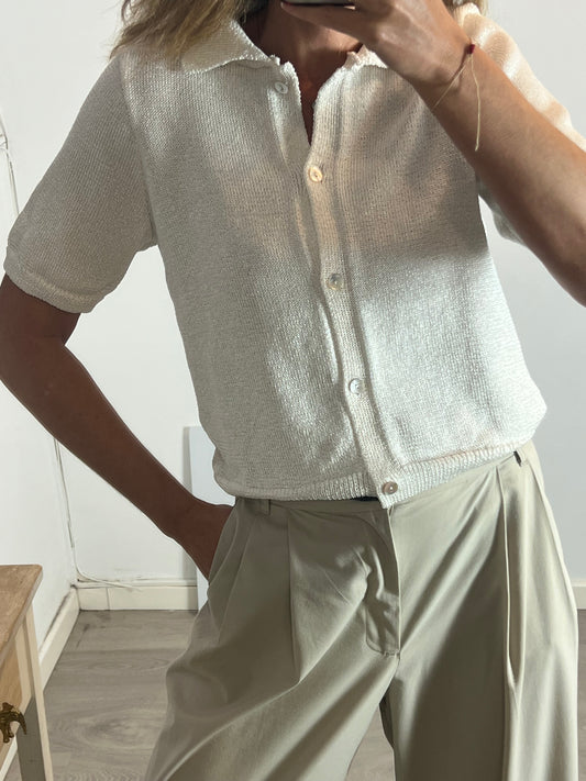 ZARA. Chaqueta punto perla T.l