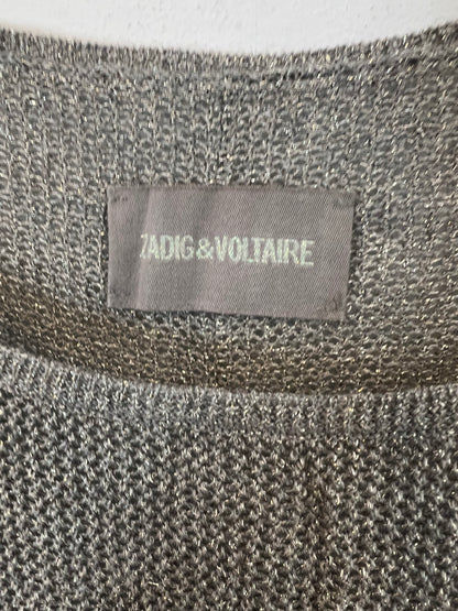 ZADIG&VOLTAIRE. Top gris hilos plateadas T.m