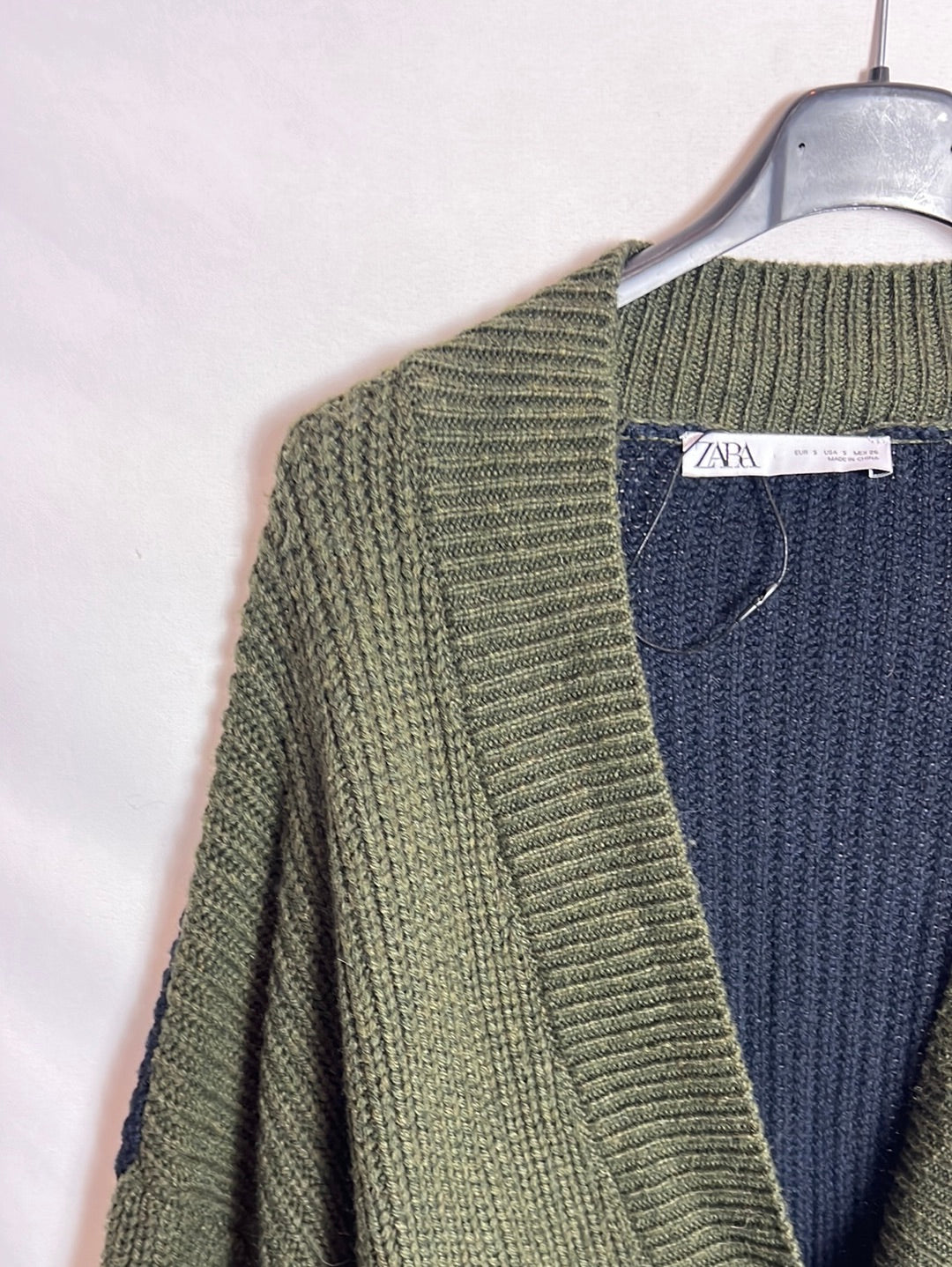 ZARA. Chaqueta punto tricolor estilo oversized . T S