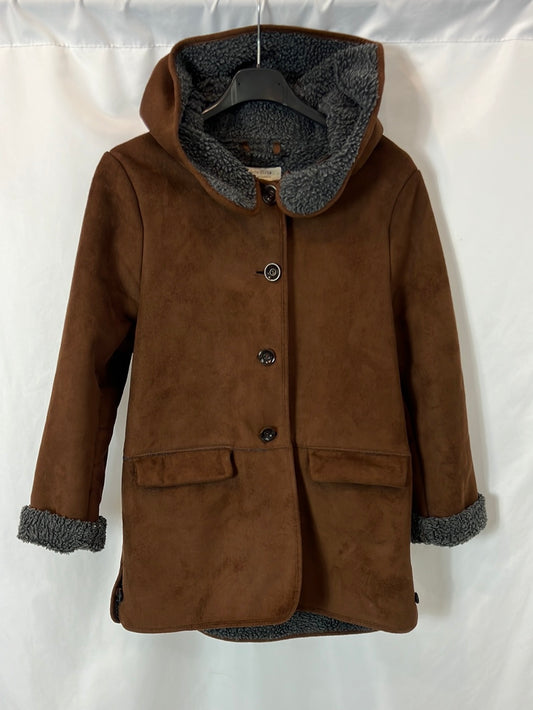 ZARA. Brown sheepskin coat, size 11-12 years