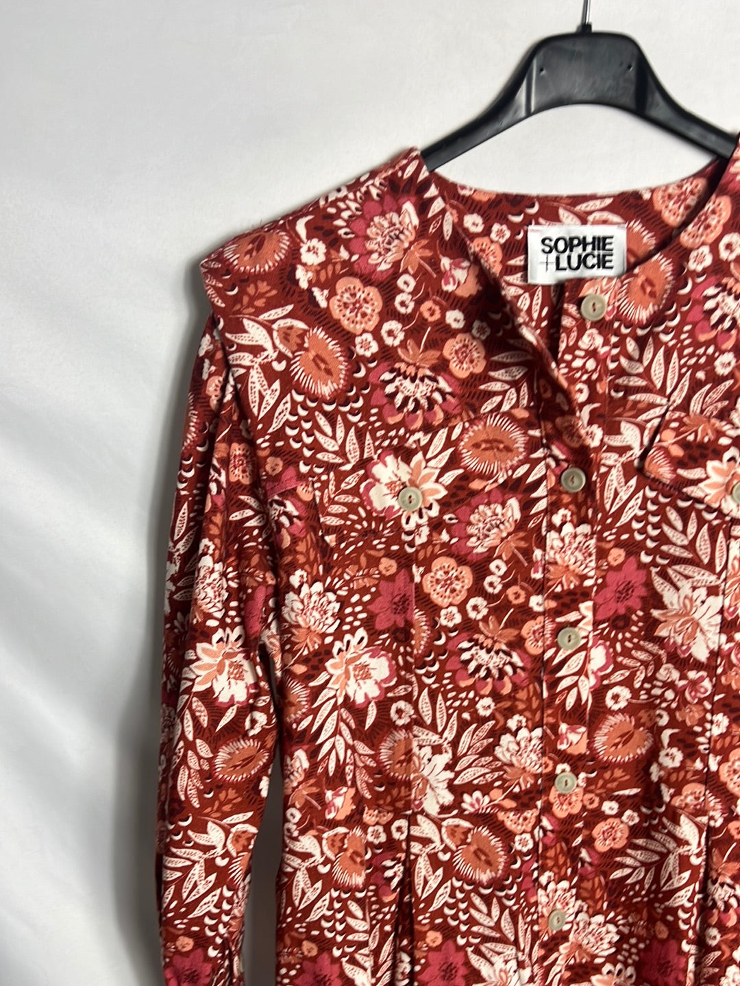 SOPHIE&amp;LUCIE. Floral denim jumpsuit. Size 38