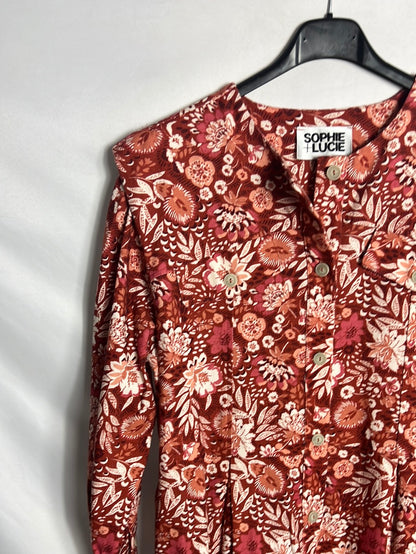 SOPHIE&amp;LUCIE. Floral denim jumpsuit. Size 38