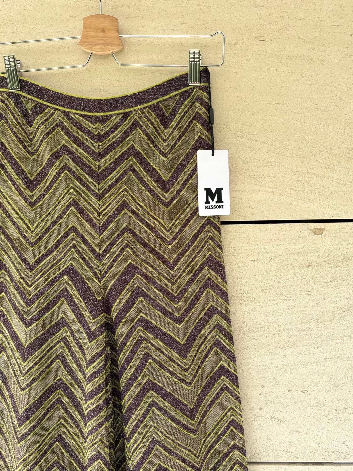 MISSONI. Pantalón punto zig zag hilos metalizados