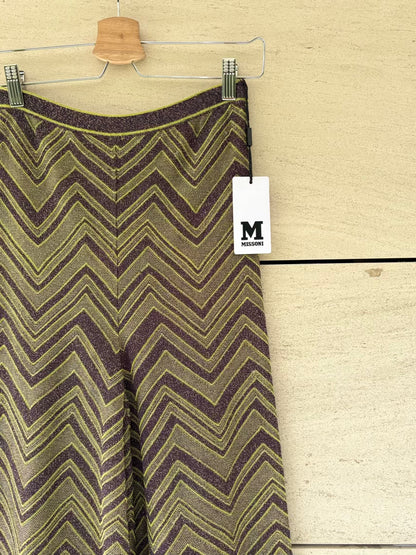 MISSONI. Pantalón punto zig zag hilos metalizados