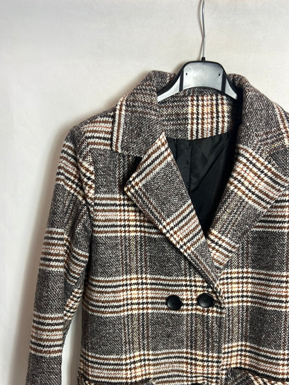 OTRAS. Abrigo cuadros tonos tierra Tu(s)