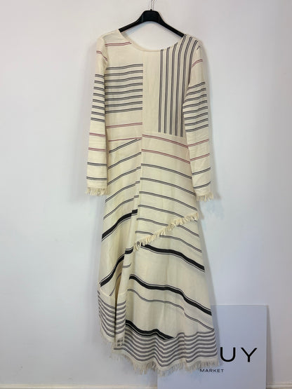 ZARA. Vestido largo rayas textura asimétrico. T S