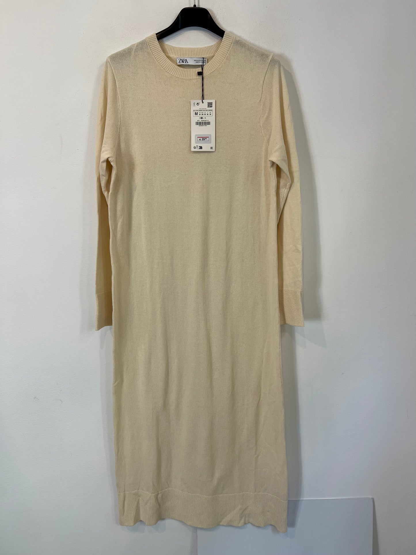 ZARA. Vestido punto beige T.m