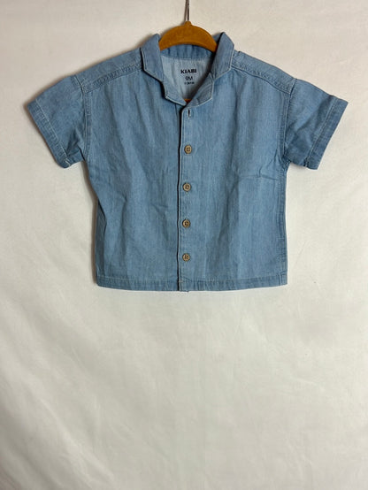 KIABI. Camisa denim manga corta. T 9 meses