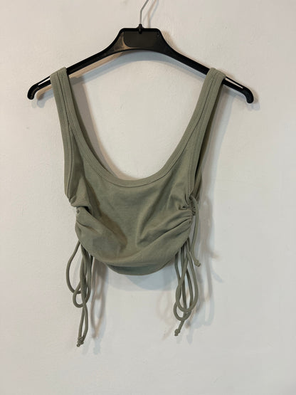 ZARA.top verde fruncido T.s