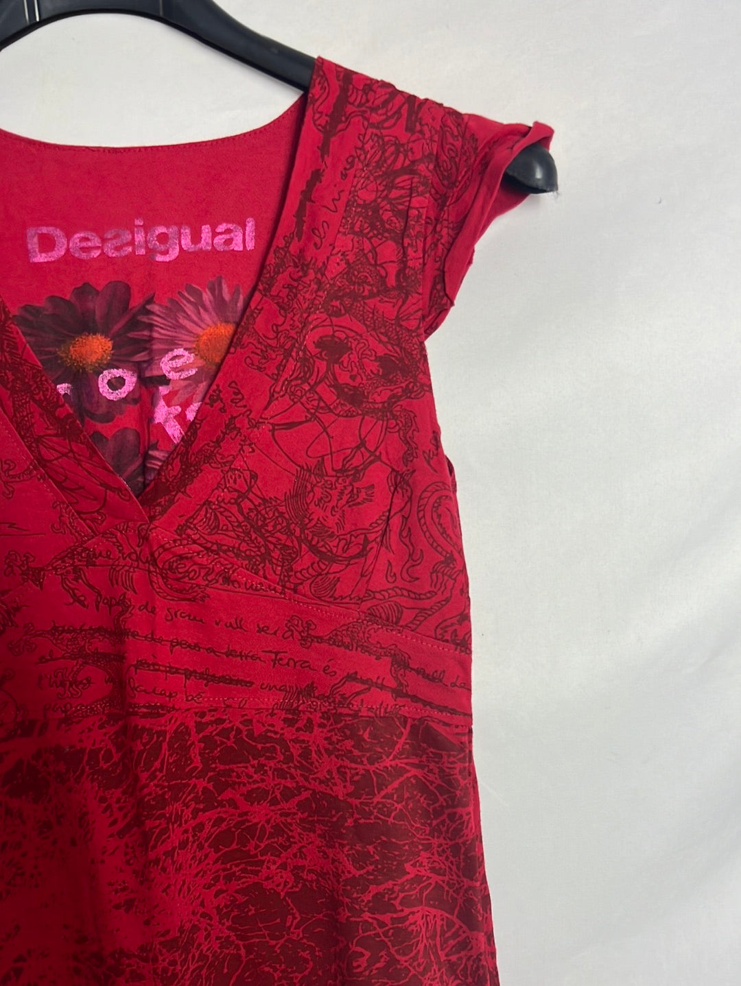 DESIGUAL. Red printed midi dress. TS