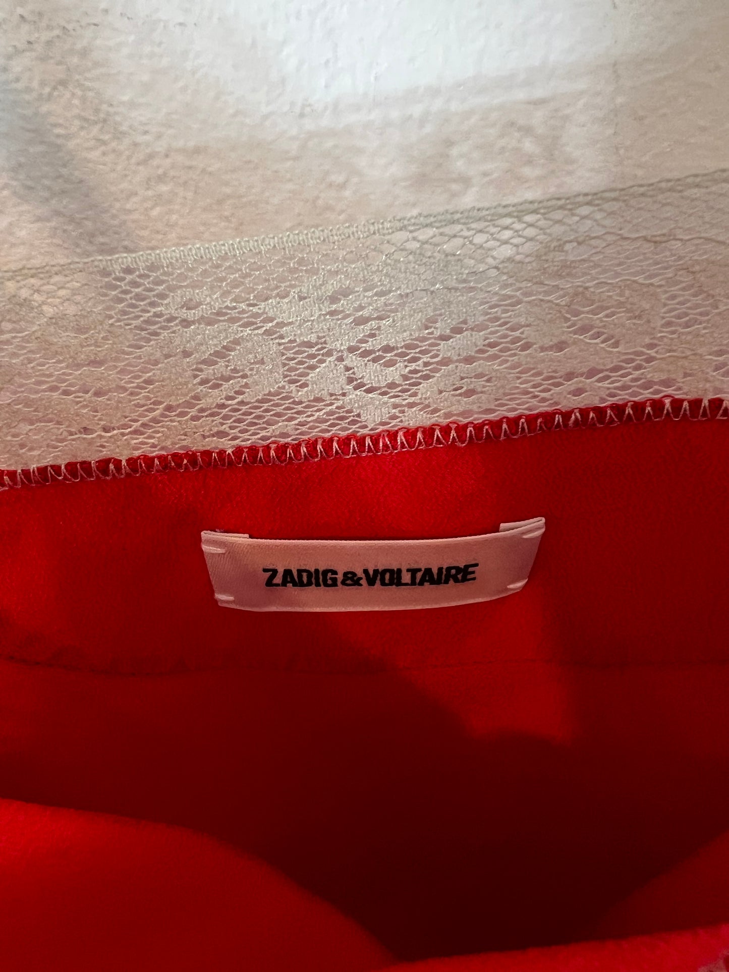 ZADIG&amp;VOLTAIRE. Red silk lingerie top T.xs