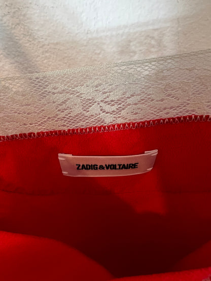 ZADIG&amp;VOLTAIRE. Red silk lingerie top T.xs