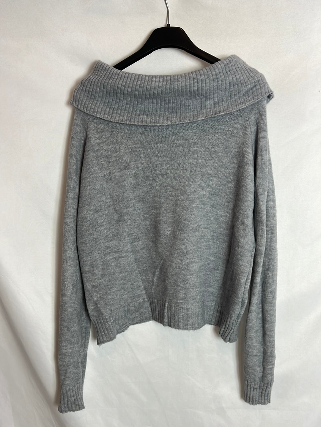 OTRAS. Jersey gris jaspeado detalle cuello. T L
